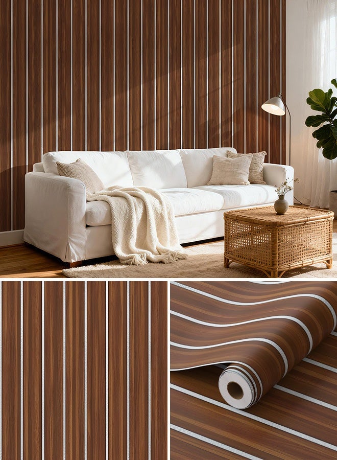 نوايوو ورق جدران بنمط شرائح الخشب، مقاس 15.7 بوصة × 393 بوصة، ورق جدران ذاتي اللصق بنمط الخشب، ورق جدران من الفينيل PVC مقاوم للماء، ورق لاصق بنمط شرائح الخشب الصناعي (CSGS010) - Image 1